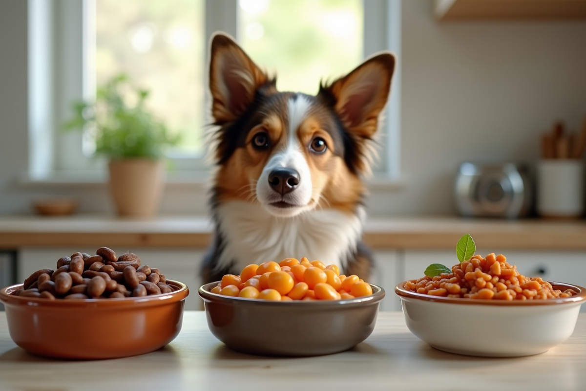 chien mangeant